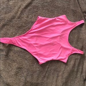 Hot pink thong body suit never been worn